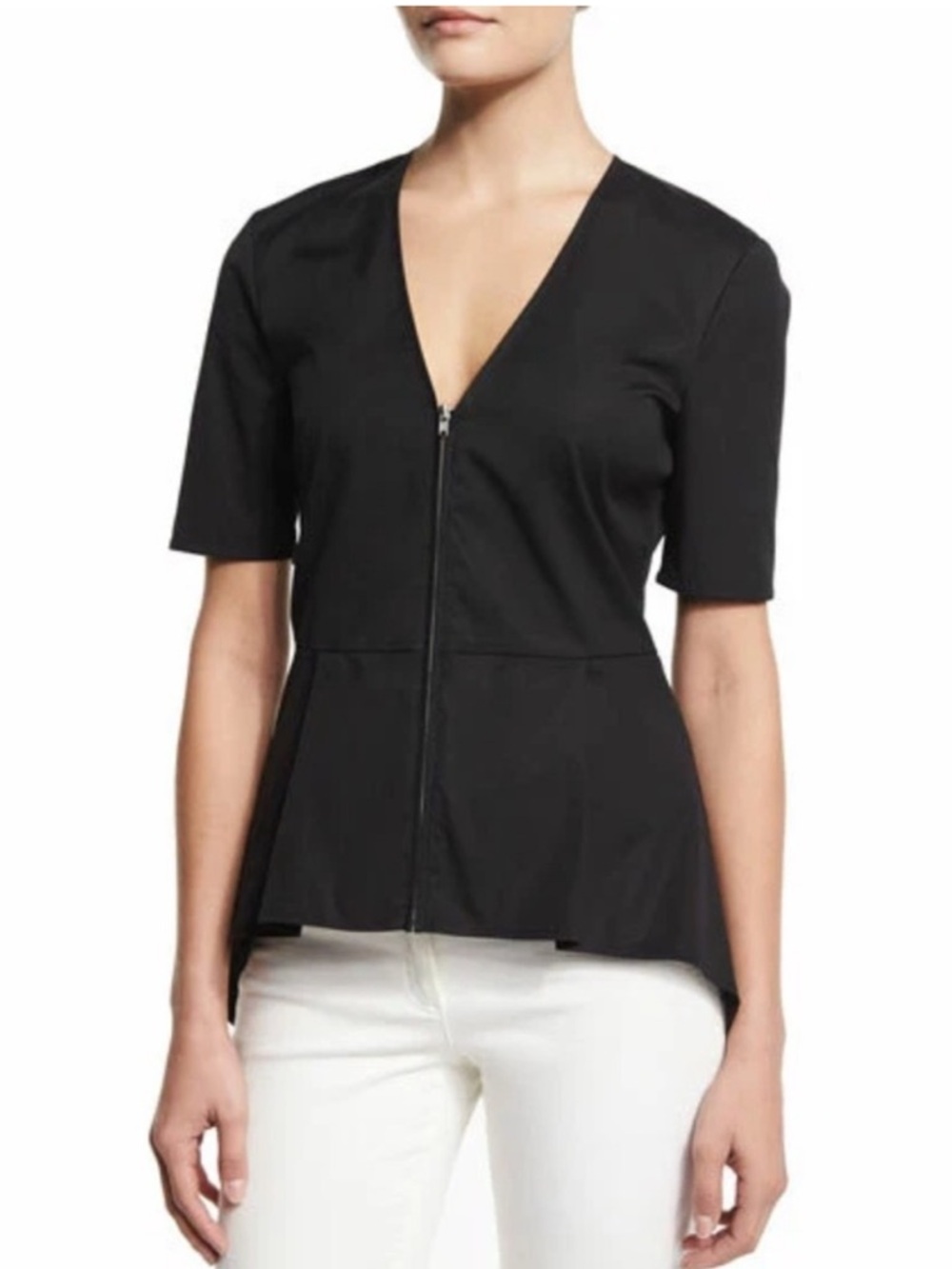 Veronica Beard Meyer Cotton Peplum Top Size 2